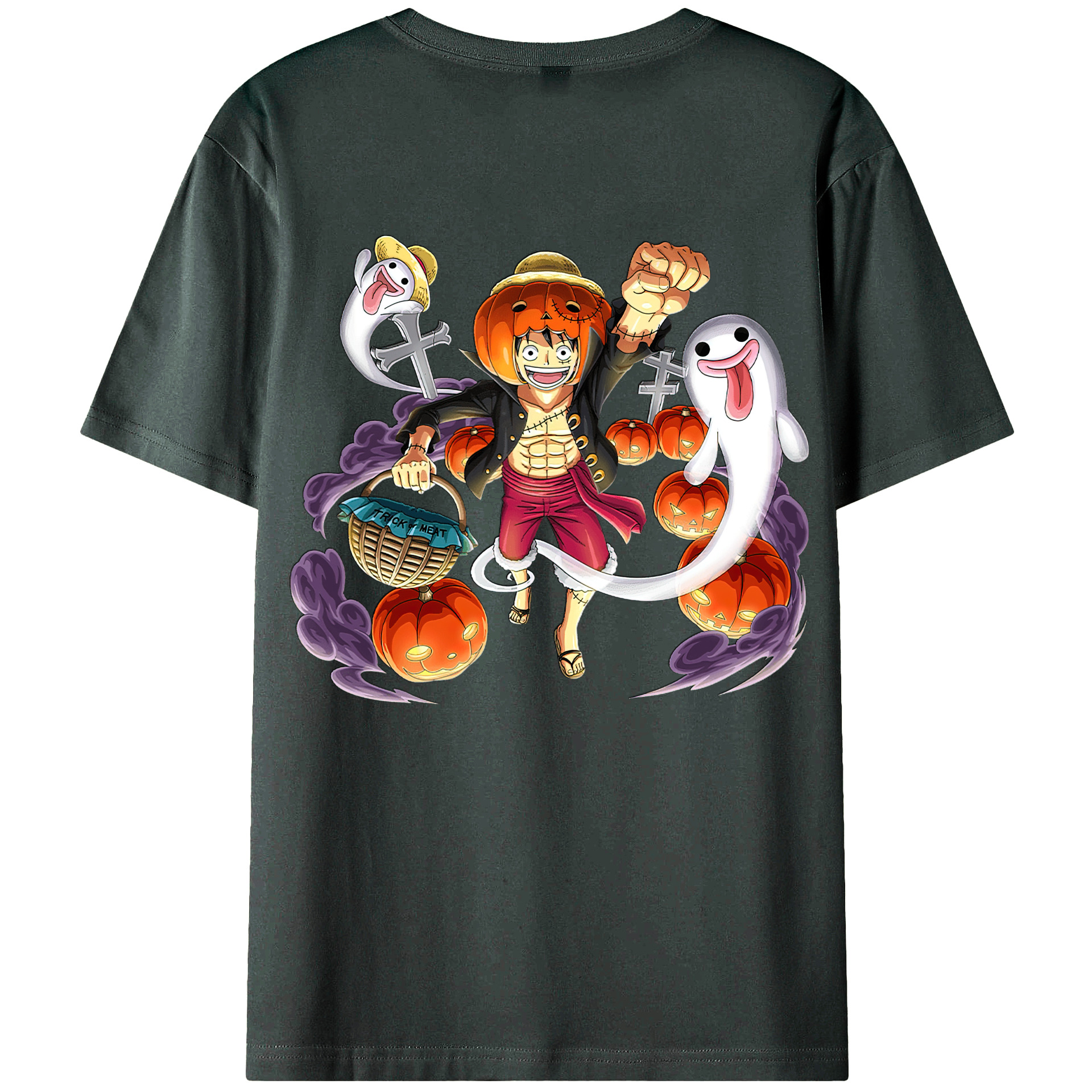 ワンピース モンキー・D・ルフィ ONE PIECE Monkey D. Luffy 綿100％ メンズ半袖Tシャツ（バックプリント） 通気性